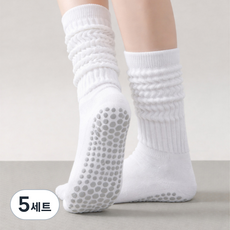 요가 필라테스 미끄럼방지 양말 타올 쿠션 운동 니삭스 레그워머, 5세트, 화이트