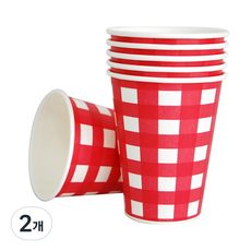 피플스파티 파티컵 8oz 체크무늬 18P, 레드, 2개