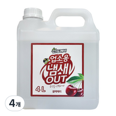 산도깨비 업소용 냄새아웃 탈취제 실내용 4000ml, 4L, 4개, 블랙체리