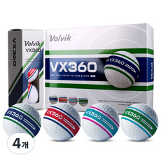 [볼빅] VX360 듀얼컬러 3피스 360도 퍼팅라인 골프공 4더즌 (48구), 화이트, 12개입, 4개