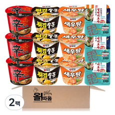 큰컵라면 기획세트 신라면 3개+새우탕 3개+튀김우동 3개+먹꾸먹꾸멸치맛 잔치쌀국수 3개, 2팩