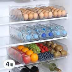 융풍 계란 보관 트레이 냉장고 정리함 계란 보관함 욕실 정리함 수납 정리함 수납 트레이, 4개, 투명색