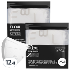 FLOW 슬림핏 KF94 새부리형 마스크 유아용 초소형 ( ~5세), 화이트, 12개, 25매입