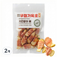 펫트리츠 담백하개 강아지 간식 무첨가육포, 2개, 60g, 치킨말이배