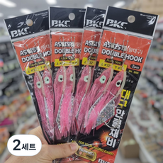 백경 BK-888 만쿨채비 대구라바 8개 8P (2개입*4) 핑크 왕대구 대구지깅 쌍바늘 홀로그램어피 꼴뚜기루어, 2세트, 8개입