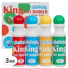따블리에 잘지워지는 킹 도트물감 미술놀이 유아물감 도트마카 240ml, 3세트, 4색