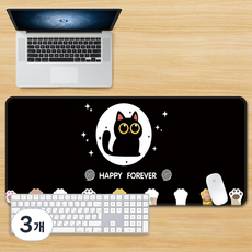 게이밍마우스패드 장패드 논슬립 키보드 매트 귀여운 캐릭터 고양이900x500x3MM, 3개, 고양이673