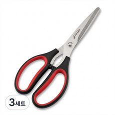 잘드는 독일 주방가위 생고기 생선손질가위 가정용 업소용 유로스텐, 블랙, 3세트