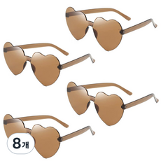 올리브파티 하트 안경 선글라스 파티 용품 안경 선글라스 파티 용품, 8개, 브라운