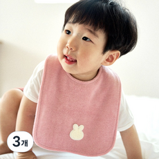 로맘틱스 테리빕 아기 턱받이 타올 침받이 빅사이즈, 3개, 1개입, 베리핑크