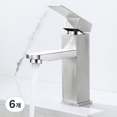 준앤코 SF03 스테인리스 세면대 수전 사각 욕실 수도꼭지 세면수전, 6개