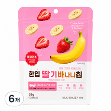 한입 동결건조 딸기바나나칩 동결건조 바나나칩 동결건조 딸기칩 딸바칩, 38g, 6개