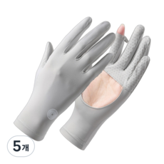 해피유 쿨토시 손등커버형 자외선 차단 장갑, 5개, 그레이