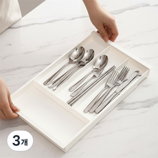 감보이 걸이형 길이조절 서랍 정리트레이, 3개, 화이트
