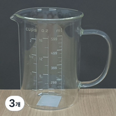 마카 내열유리 계량컵 베이킹 눈금 비커, 500ml, 투명