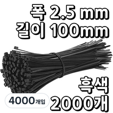 웨버몰 케이블타이 검정색 소형~대형 국제규격 100~1000밀리, 4000개입