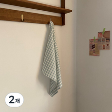 체크 키친크로스 고리디자인 다용도덮개 국내생산 12color, 2개, 1) 민트