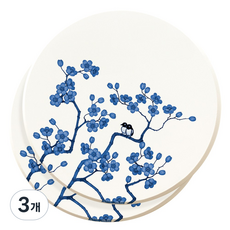 전통 규조토 컵받침 2P 세트 - 국산 티코스터 / 옐로우데이, 3개, 백자매화