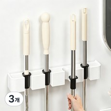 4클립 막대걸레 거치대 마대걸레 거치대 마대걸레걸이거치대프레임 막대기 거치대 걸레봉 거치대 막대걸레 후크 청소도구걸이 벽걸이정리대 밀대걸이 다용도후크 수납홀더, 3개, 화이트4개걸이