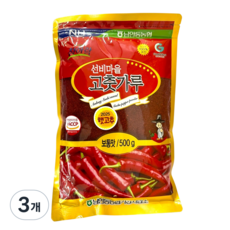 [남안동농협] 선비마을 100% 국산 고춧가루 보통맛, 3개, 500g