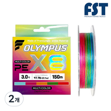 피싱탬 올림푸스 5색 합사줄 8합사줄 PE라인 문어 낚시줄 합사낚시줄 대용량 합사줄, 6.0호 (80.3lb), 2개, 오색