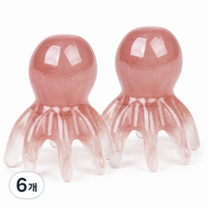 로멀리 1+1 문어 두피 괄사 마사지기, 핑크, 6개