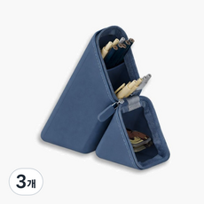 위즈플러스 세워쓰는 삼각 스탠드필통 실리콘 연필꽂이, 3개, 블루