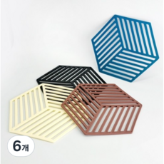 느낌좋은공간 다용도 육각 티코스터 냄비 받침 2P, 블루, 6개