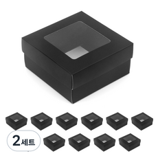 블랙 접이식 종이 선물상자 소형 13x13x6cm, 2세트, 창문형 12개