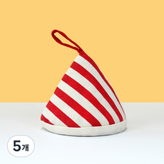 헤이까야 고깔 냄비손잡이 패브릭 주방장갑 냄비 뚜껑 꼬깔미니손잡이, 스트라이프-레드, 5개