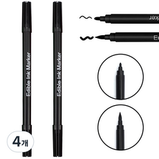 베이크리데코 푸드펜 블랙 식용색소펜, 4개, 8g