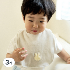 로맘틱스 테리빕 아기 턱받이 타올 침받이 빅사이즈, 3개, 1개입, 라이트그레이