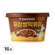[28년전통특허] 또키키 짜장 컵 떡볶이 즉석 떡볶이 컵떡볶이 쌀떡볶이, 16개, 142g
