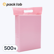 epacklab LDPE 0.07T 두꺼운 택배봉투 핑크 손잡이형 방수 포장봉투 강력접착 찢김방지 쇼핑몰 택배용, 500개