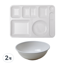 [식판의 고수] 한식식판 + 면기(중) SET (7 colors), 2개, 퓨어 화이트
