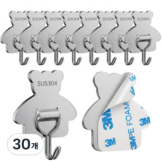 겸손샵 스텐 강력 후크 접착식후크 벽걸이후크, 30개