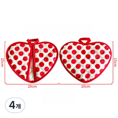 [다하리나] 하트쿠션 주방 오븐장갑 겸용 냄비받침 단열매트, 4개, 레드