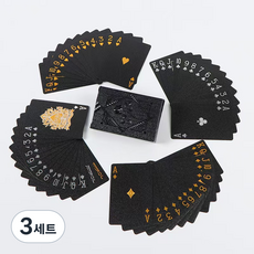 다이아몬드 포커 홀덤 럭셔리 트럼프 카드 유니크 스타일, 3세트, 흑장미 패턴