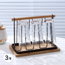 가려거든 우드손잡이 우드받침대 빠른건조 컵걸이, 3개, 블랙