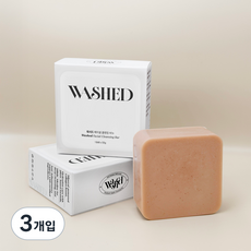 워시드 페이셜 딥 클렌징 비누 천연 수제비누 저자극 트러블 케어 화산재 미네랄 포졸란비누 수용성규소 함유, 3개입, 125g