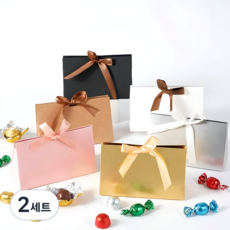 삼각형 리본 선물상자 5P / 발렌타인데이 초콜릿 디저트 답례품 구디백 선물포장, 2세트, 골드