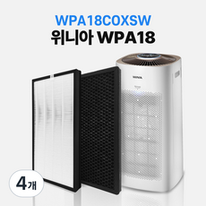 위니아 WPA18C 공기청정기 호환 필터 에어퓨리 H13, 4개, 헤파+탈취 세트