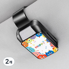 OFFFCURVE 귀여운 만화 패턴 차량용 선글라스 홀더, 2개, 작은 괴물들