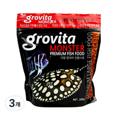 그로비타 대형 열대어 사료 (지퍼백), 300g, 3개