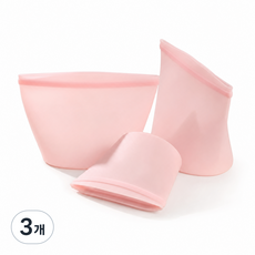 친환경 실리콘 지퍼백 실리콘 보관팩 친환경 밀폐 다회용 실리콘봉투 실리콘지퍼백, 3개, 3개입