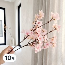 가온그린 고급 벚꽃 조화 인조 꽃 가지 자연스러운 봄 인테리어 소품, 10개, 라이트핑크 10개, 라이트핑크