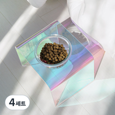 카망 홀로그램 강아지 개 펫 고양이 밥그릇 식기세트, 4세트