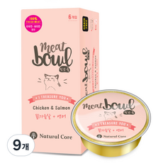 네츄럴코어 고양이 밋보울, 9개, 180g, 닭가슴살 + 연어 혼합맛