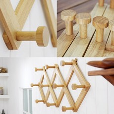 베스트데코 자바라 옷걸이 모자걸이 원목옷걸이, 납작형_라이트 베이지 (자바라), 1개