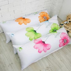 [꿀잠] 아델라 2인베개 커버+솜포함 분리 세탁가능, 환타, 100x40cm